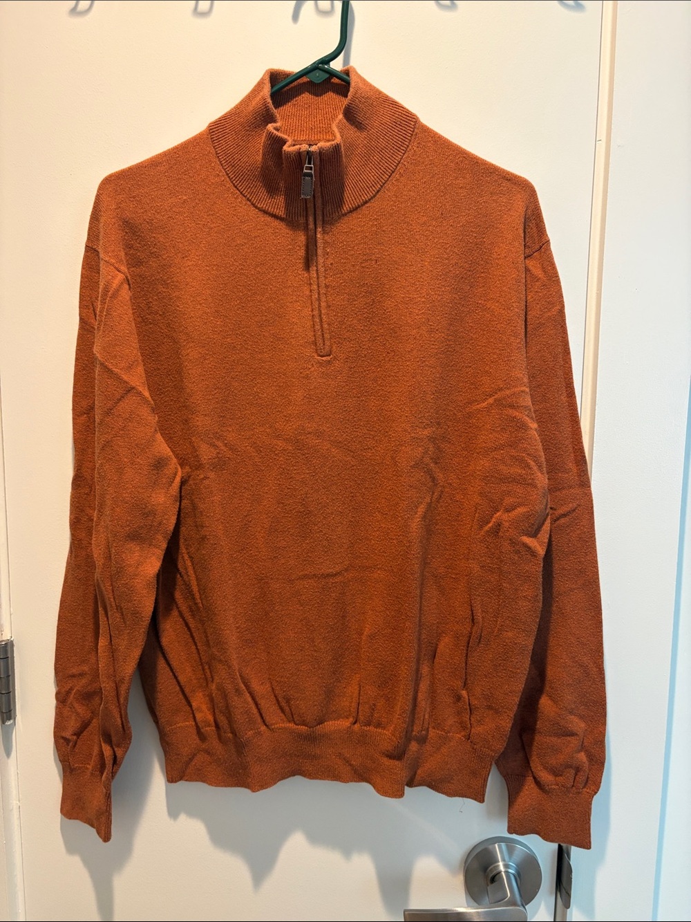 Joseph A Men's Zip-Neck Sweater in Rust Orange